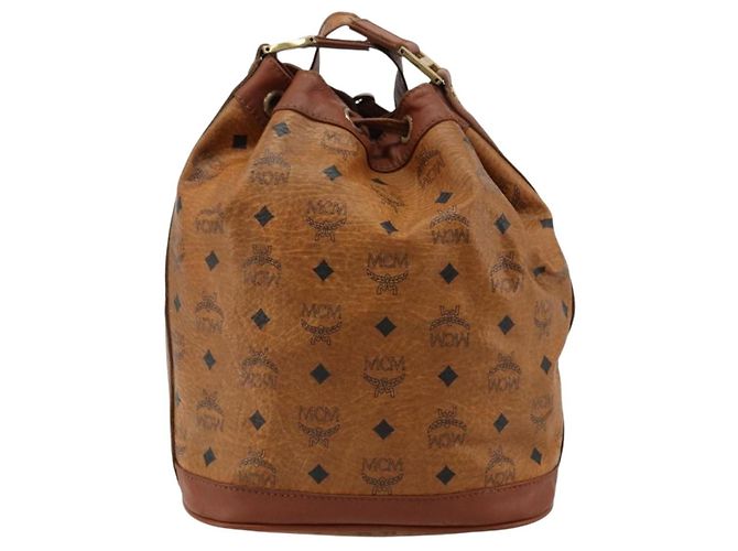 Borsa a tracolla MCM Vicetos Logogram PVC Pelle Marrone Oro Auth gh2110 D'oro - vista 2