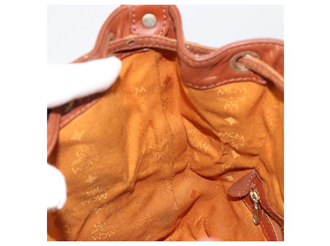 Borsa a tracolla MCM Vicetos Logogram PVC Pelle Marrone Oro Auth gh2110 D'oro - vista 20