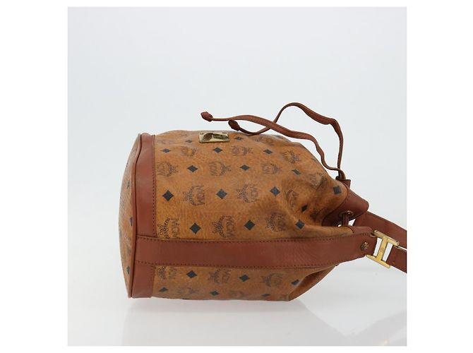 Borsa a tracolla MCM Vicetos Logogram PVC Pelle Marrone Oro Auth gh2110 D'oro - vista 3