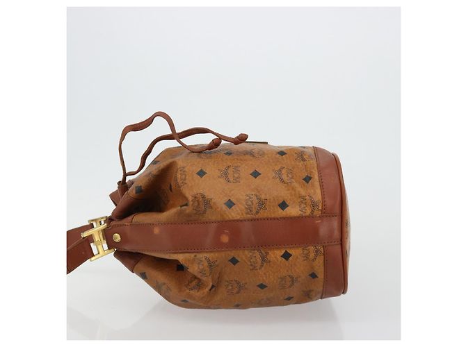 Borsa a tracolla MCM Vicetos Logogram PVC Pelle Marrone Oro Auth gh2110 D'oro - vista 4