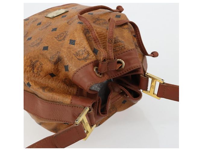Borsa a tracolla MCM Vicetos Logogram PVC Pelle Marrone Oro Auth gh2110 D'oro - vista 6