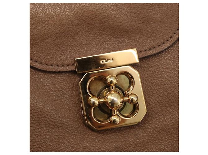 Chloé Chloe Elsie Handtasche aus Leder Beige Gold Auth 182109 Golden - Ansicht 19