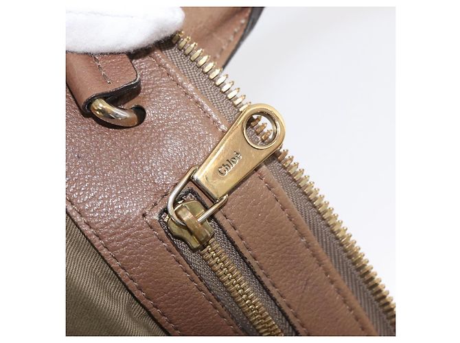 Chloé Chloe Elsie Handtasche aus Leder Beige Gold Auth 182109 Golden - Ansicht 22