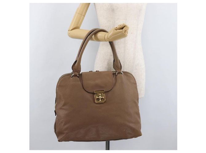 Chloé Chloe Elsie Handtasche aus Leder Beige Gold Auth 182109 Golden - Ansicht 25