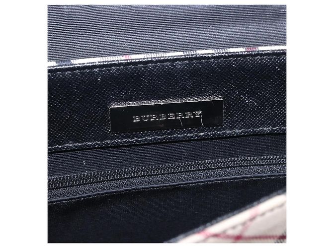 Borsa a tracolla BURBERRY Nova Check in tela beige argento Auth 184471A - vista 10