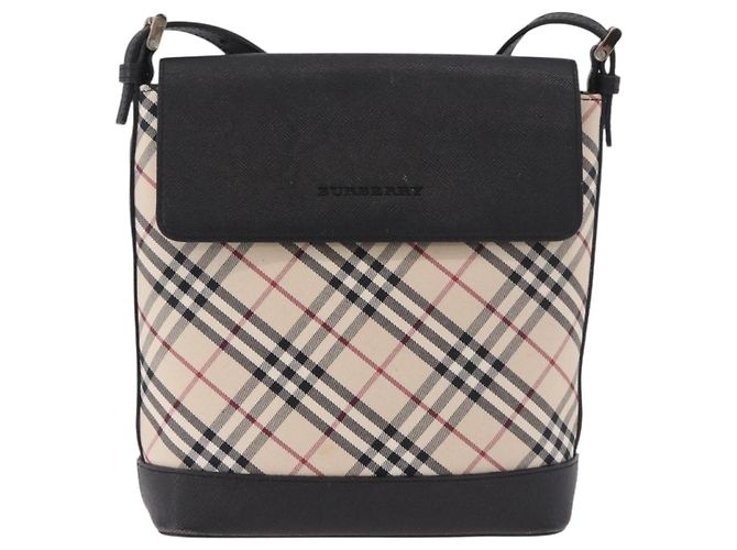 Borsa a tracolla BURBERRY Nova Check in tela beige argento Auth 184471A - vista 13