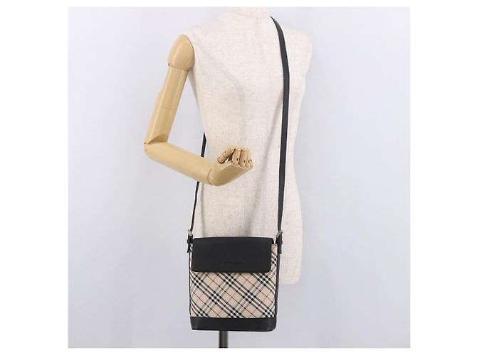 Borsa a tracolla BURBERRY Nova Check in tela beige argento Auth 184471A - vista 23