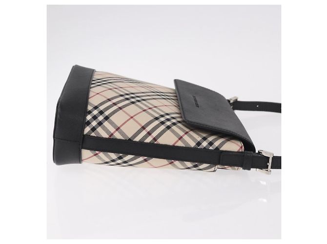 Borsa a tracolla BURBERRY Nova Check in tela beige argento Auth 184471A - vista 3