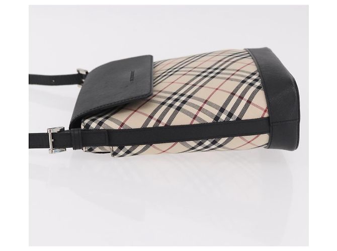Borsa a tracolla BURBERRY Nova Check in tela beige argento Auth 184471A - vista 4