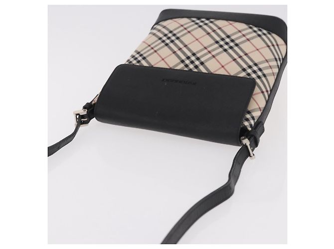 Borsa a tracolla BURBERRY Nova Check in tela beige argento Auth 184471A - vista 6