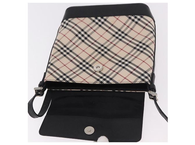 Borsa a tracolla BURBERRY Nova Check in tela beige argento Auth 184471A - vista 8