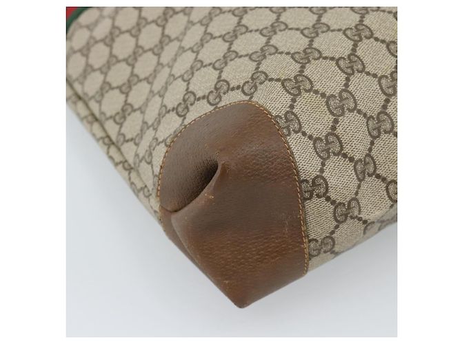 GUCCI GG Supreme Web Sherry Line Bag PVC Marrone Oro 002 904 0131 Auth ka4645 D'oro - vista 14