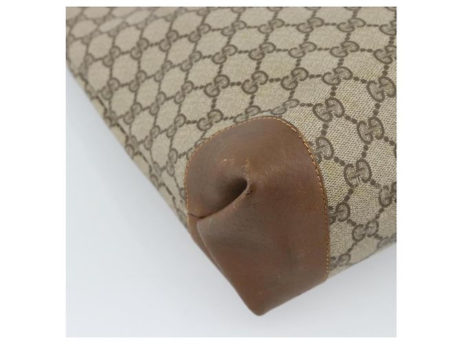 GUCCI GG Supreme Web Sherry Line Bag PVC Marrone Oro 002 904 0131 Auth ka4645 D'oro - vista 16
