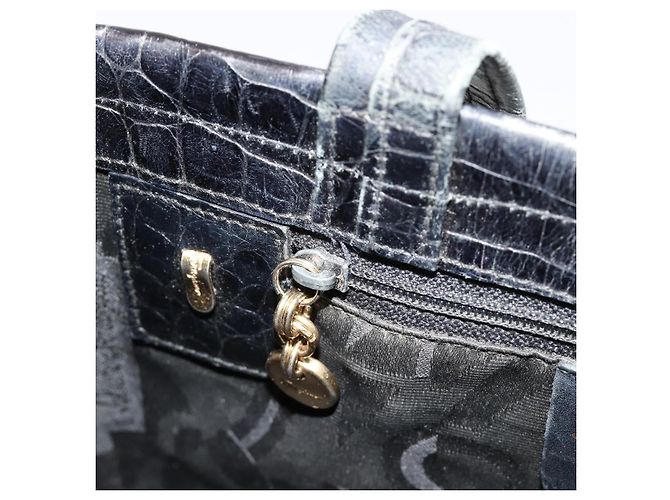 Borsa Salvatore Ferragamo Vala in Pelle Nera e Oro Auth 180858 Nero D'oro - vista 19