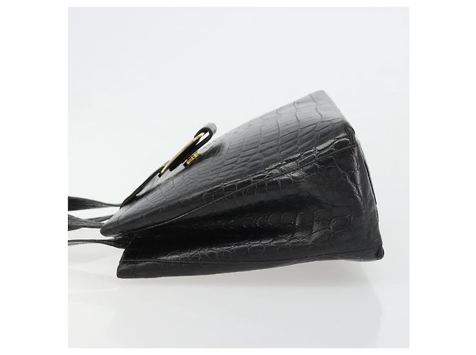 Borsa Salvatore Ferragamo Vala in Pelle Nera e Oro Auth 180858 Nero D'oro - vista 4