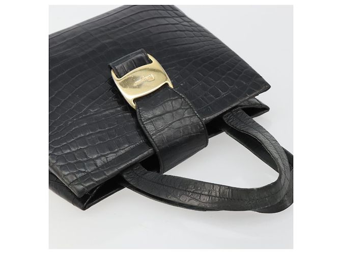 Borsa Salvatore Ferragamo Vala in Pelle Nera e Oro Auth 180858 Nero D'oro - vista 6