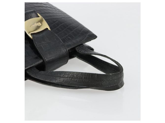 Borsa Salvatore Ferragamo Vala in Pelle Nera e Oro Auth 180858 Nero D'oro - vista 7
