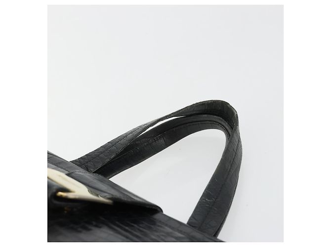 Borsa Salvatore Ferragamo Vala in Pelle Nera e Oro Auth 180858 Nero D'oro - vista 8