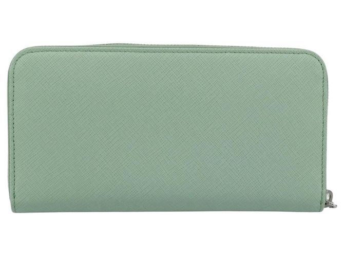 Cartera larga PRADA Ribbon de piel Saffiano Verde Plata Auth 182941SAM - vista 2