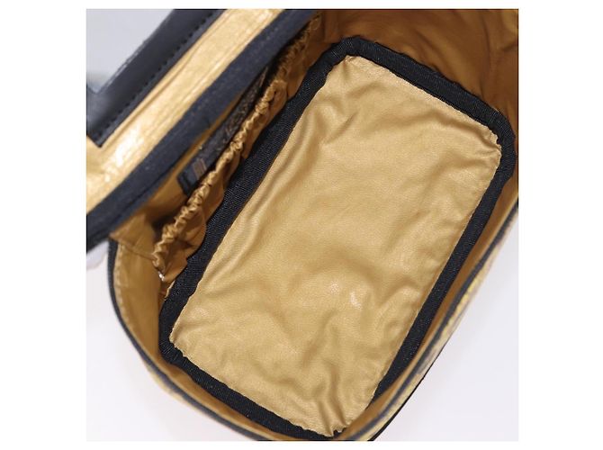Borsa a Mano VERSACE Vanity Canvas Giallo Oro Autentica 183101A D'oro - vista 11