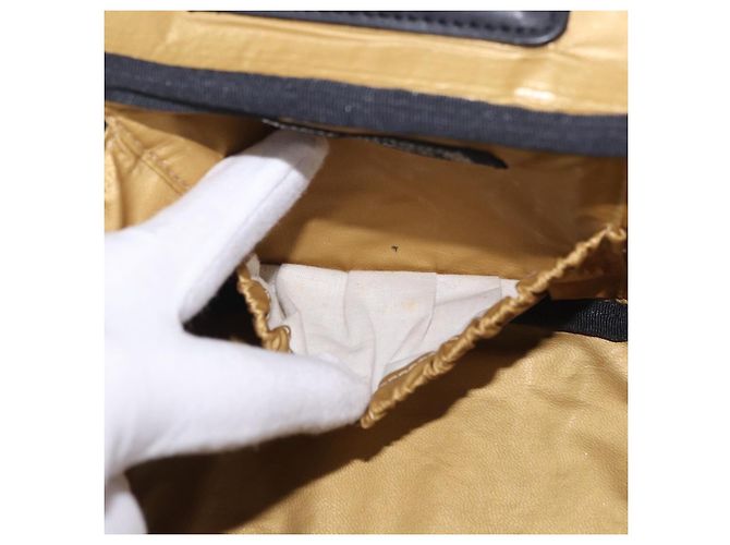 Borsa a Mano VERSACE Vanity Canvas Giallo Oro Autentica 183101A D'oro - vista 12