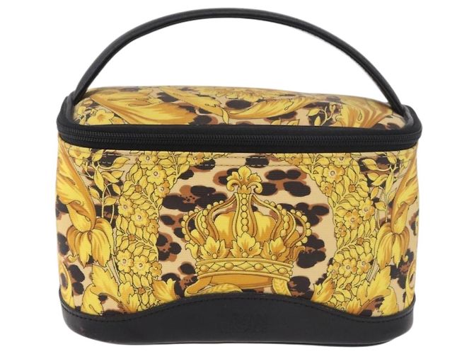 Borsa a Mano VERSACE Vanity Canvas Giallo Oro Autentica 183101A D'oro - vista 13