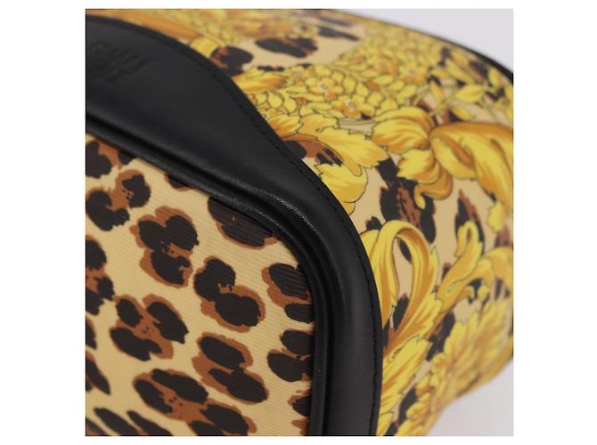 Borsa a Mano VERSACE Vanity Canvas Giallo Oro Autentica 183101A D'oro - vista 14