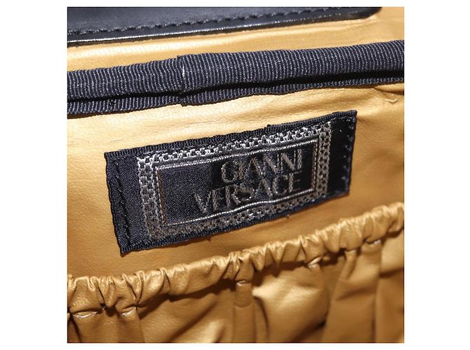 Borsa a Mano VERSACE Vanity Canvas Giallo Oro Autentica 183101A D'oro - vista 18