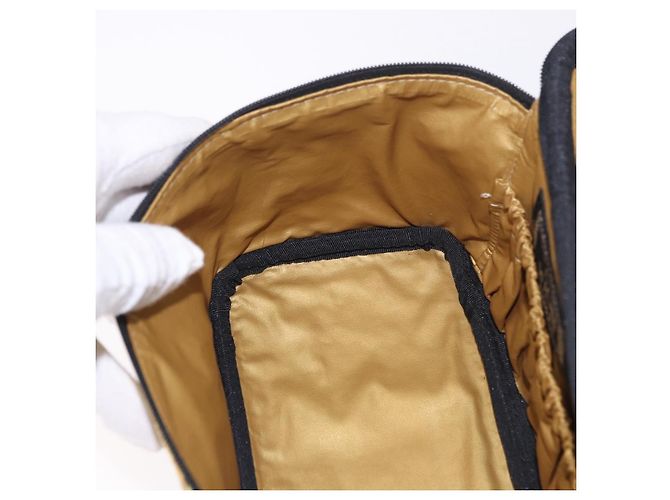 Borsa a Mano VERSACE Vanity Canvas Giallo Oro Autentica 183101A D'oro - vista 20