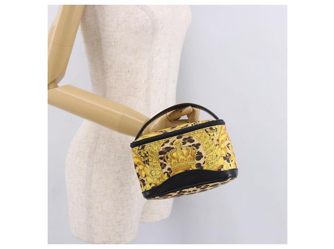 Borsa a Mano VERSACE Vanity Canvas Giallo Oro Autentica 183101A D'oro - vista 21