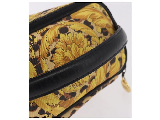 Borsa a Mano VERSACE Vanity Canvas Giallo Oro Autentica 183101A D'oro - vista 7