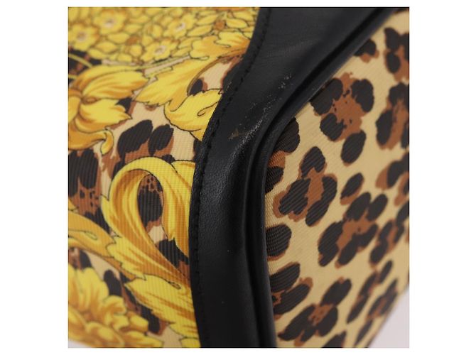 Borsa a Mano VERSACE Vanity Canvas Giallo Oro Autentica 183101A D'oro - vista 9