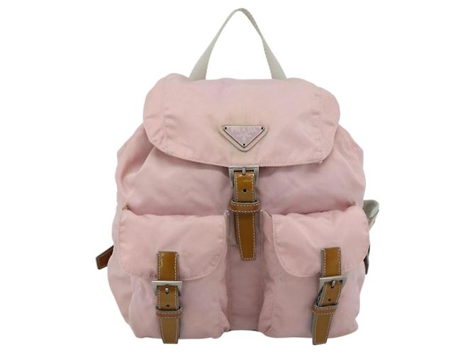 Zaino PRADA Nylon Rosa Argento Auth 182817 - vista 13