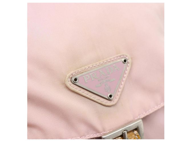 Zaino PRADA Nylon Rosa Argento Auth 182817 - vista 19