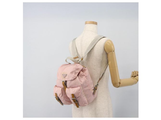 Zaino PRADA Nylon Rosa Argento Auth 182817 - vista 26