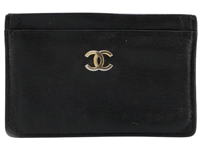 Tarjetero CHANEL de cuero negro CC Auth 182939 - vista 13
