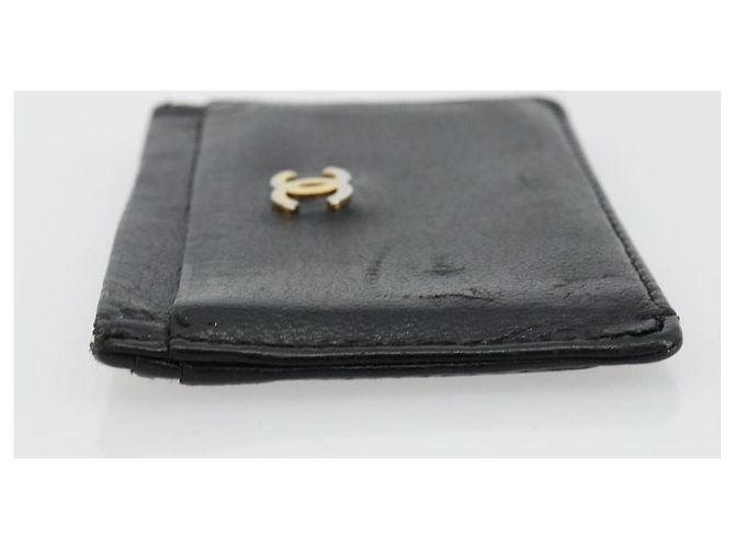 Tarjetero CHANEL de cuero negro CC Auth 182939 - vista 4