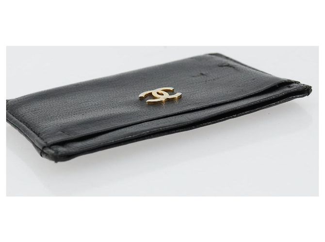 Tarjetero CHANEL de cuero negro CC Auth 182939 - vista 5