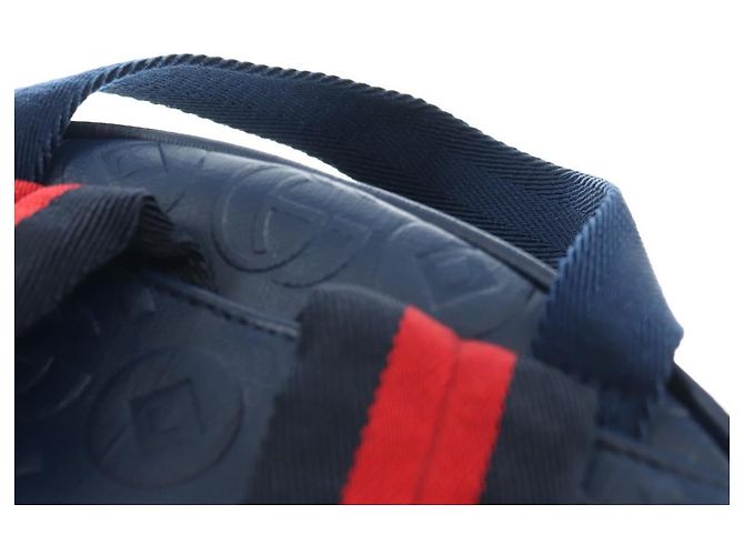 Zaino GUCCI Sherry Line Double G in pelle Navy Silver Red 752358 Auth 181963M - vista 14