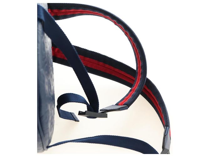 Zaino GUCCI Sherry Line Double G in pelle Navy Silver Red 752358 Auth 181963M - vista 15