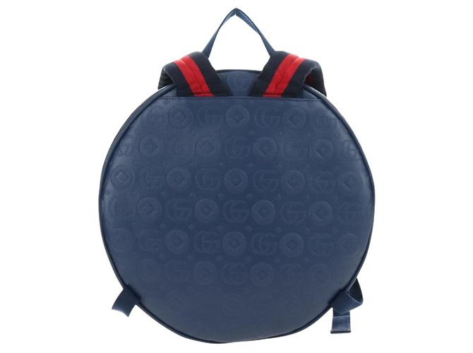 Zaino GUCCI Sherry Line Double G in pelle Navy Silver Red 752358 Auth 181963M - vista 2