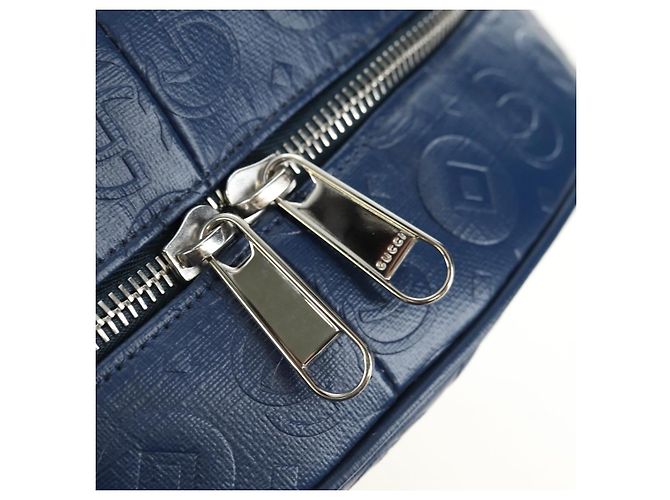 Zaino GUCCI Sherry Line Double G in pelle Navy Silver Red 752358 Auth 181963M - vista 20