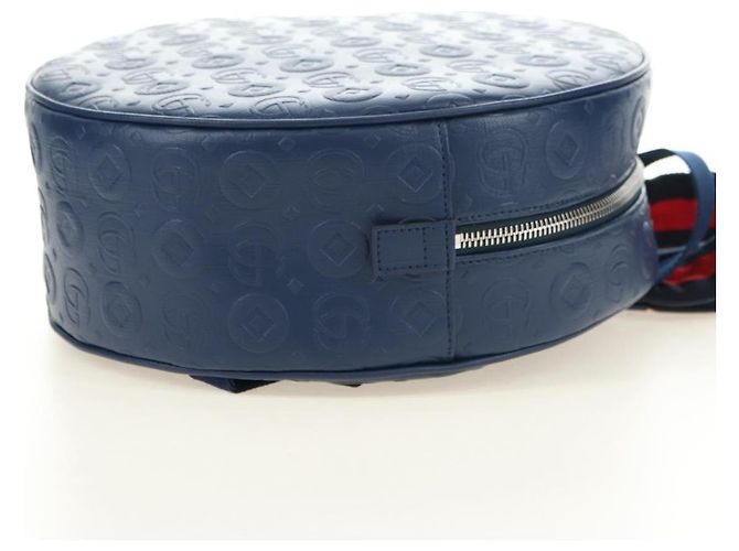 Zaino GUCCI Sherry Line Double G in pelle Navy Silver Red 752358 Auth 181963M - vista 4