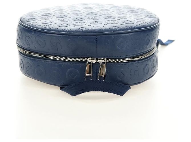 Zaino GUCCI Sherry Line Double G in pelle Navy Silver Red 752358 Auth 181963M - vista 6
