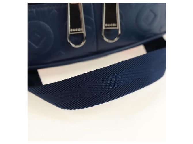Zaino GUCCI Sherry Line Double G in pelle Navy Silver Red 752358 Auth 181963M - vista 7