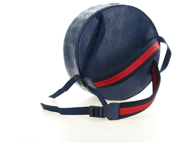 Zaino GUCCI Sherry Line Double G in pelle Navy Silver Red 752358 Auth 181963M - vista 8