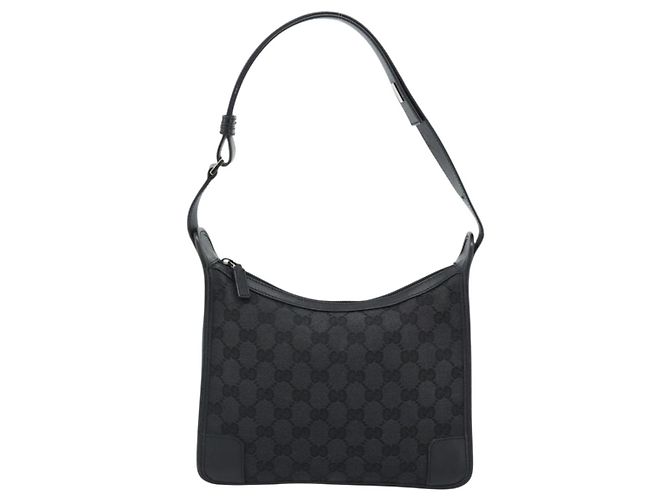 Borsa a Spalla GUCCI GG Canvas Nera Oro Auth 182901A Nero D'oro - vista 13