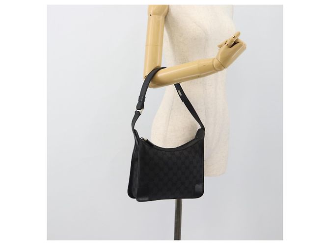 Borsa a Spalla GUCCI GG Canvas Nera Oro Auth 182901A Nero D'oro - vista 22