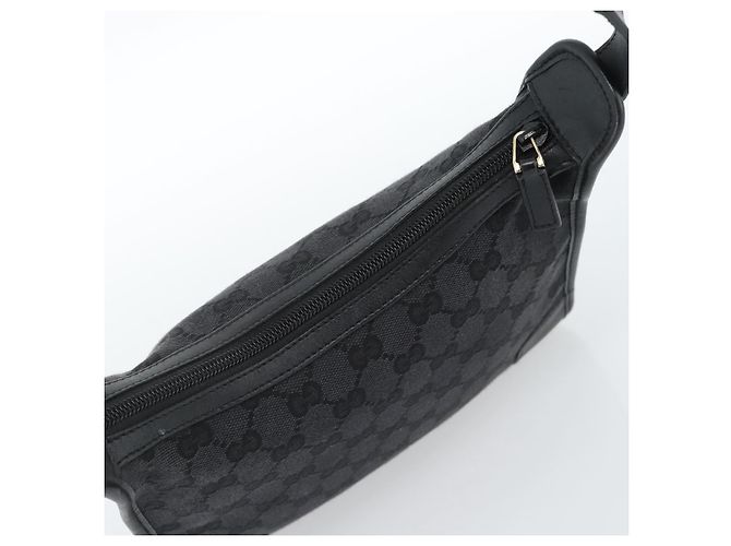 Borsa a Spalla GUCCI GG Canvas Nera Oro Auth 182901A Nero D'oro - vista 6