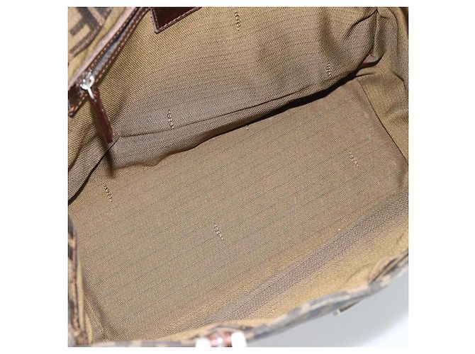 FENDI Zucca Canvas Mamma Baguette Tote Bag Black Brown Auth 183898 Marrone Nero - vista 11
